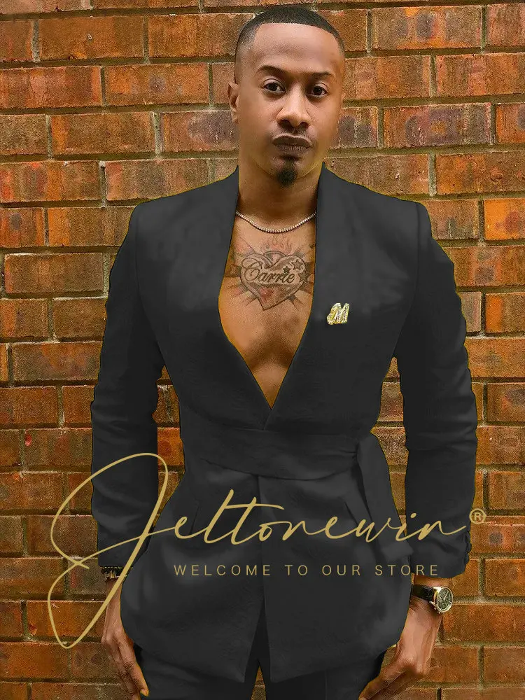 Костюм жаккардовый для мужчин приталенный свадебный смокинг жениха пиджак и