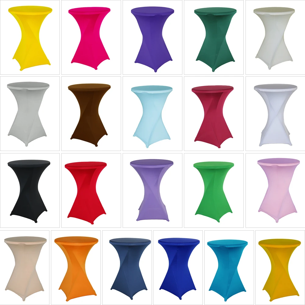 

Height Stretch Round Tablecloth Cocktail Table Spandex Table Cloth Bar Hotel Party Wedding Table Cloth Decoration Multi-color