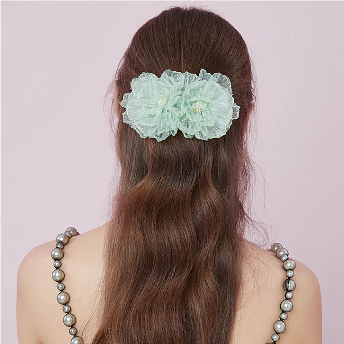 

Summer New Wrinkle Rolled Net Yarn Flower Hairpin DIY Handmade Artificial Floral Accessory Headwear for Women Wedding Decorative