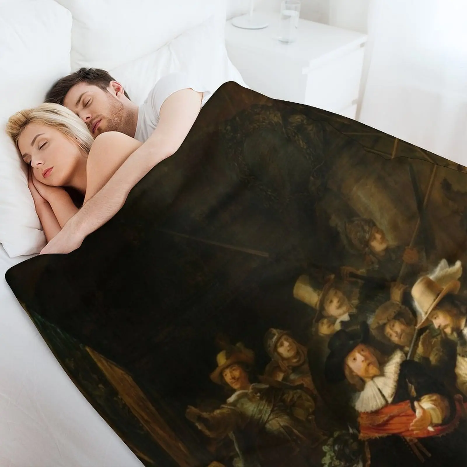 Ночные часы Rembrandt van Rijn ( Nacht...”!) Плед Одеяла Диваны Украшения Фланелевые одеяла