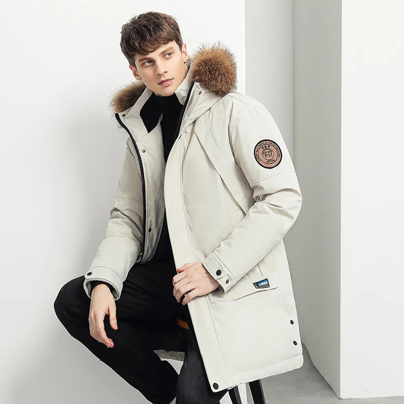 

Winter Parkas New Fashion Coat Thick Warm Down Long Hooded Fur Collar Men Outerwear Casual Male Jacket Saco