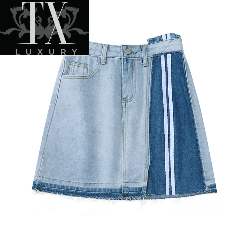 

Summer Vintage Streetwear Mini Denim Skirt Women High Waist Harajuku Design Fashion Femlae Casual A-Line Jean Short Skirts