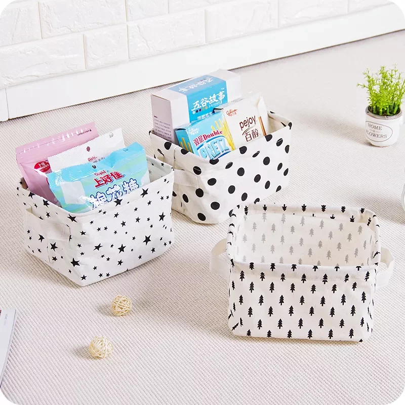 

20221pc Cotton Linen Desktop Storage Basket Creative Toys Basket Snacks Debris Finishing Baskets