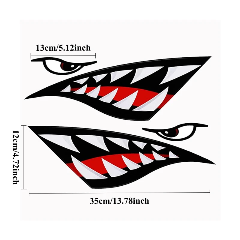 

2 Упаковки Водонепроницаемых Виниловых Наклеек С Дизайном Зубов Акулы Для Каяка, Лодки, Каноэ, Автомобиля, Грузовика