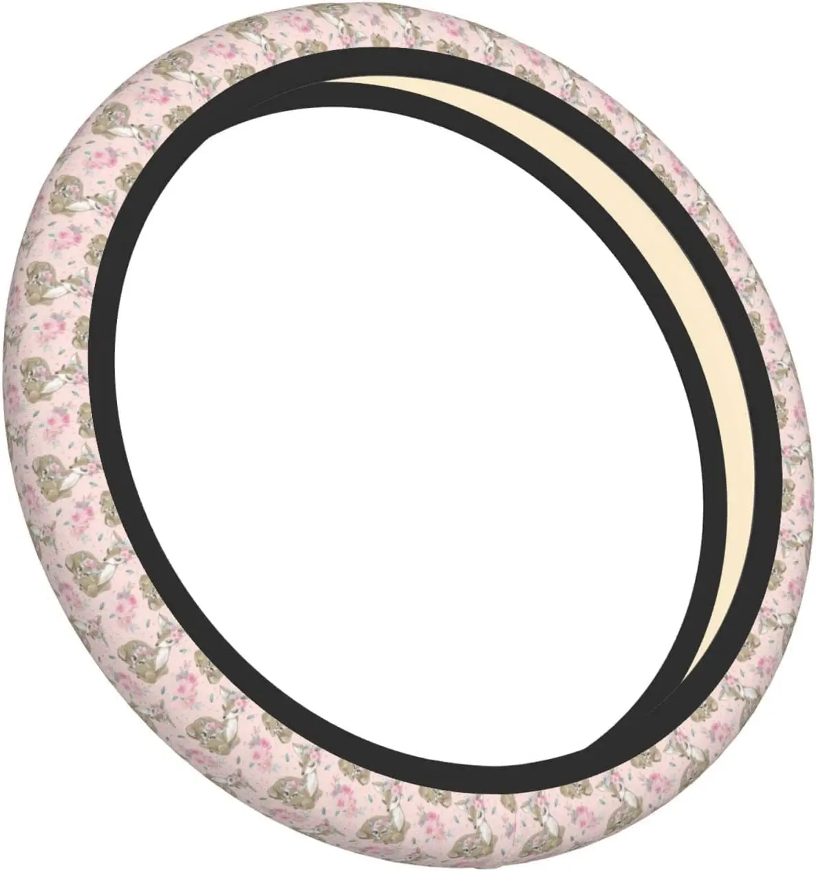 

Чехол на руль с милым цветком, оленем, мамой и ребенком, Универсальный 15-дюймовый автомобильный аксессуар, противоскользящий дышащий эластичный автомобиль