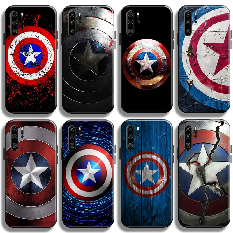 

Marvel Captain America Shield For Huawei P30 P30 Lite P30 Pro Phone Case Back Shell Cover Carcasa Liquid Silicon TPU Coque