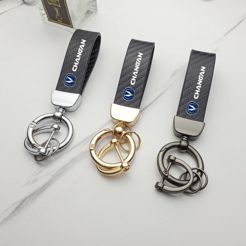 

High-Grade Car Keychain Ring Carbon Fiber Metal Keychain Horseshoe Buckle for Changan CS75 PLUS CS95 CS35 alsvin CS15 CS55