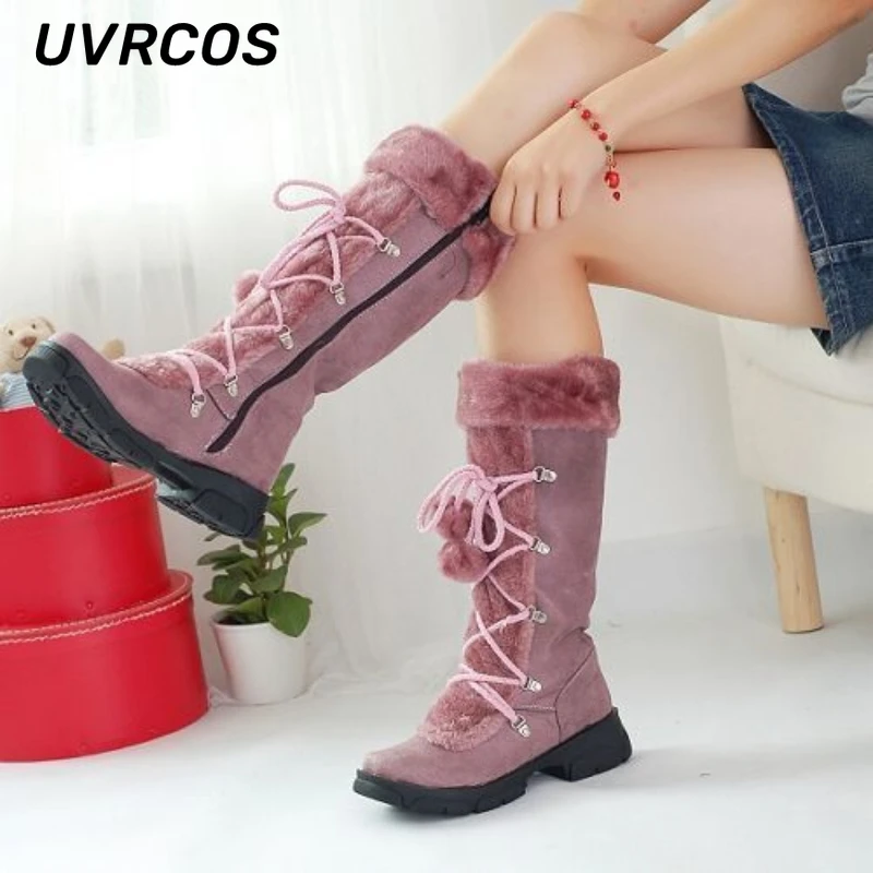 Thick-heeled Thick-soled High Boots Warm Snow Women Lace-up Thickened Comfortable Cotton 2022 Winter New Arrivals