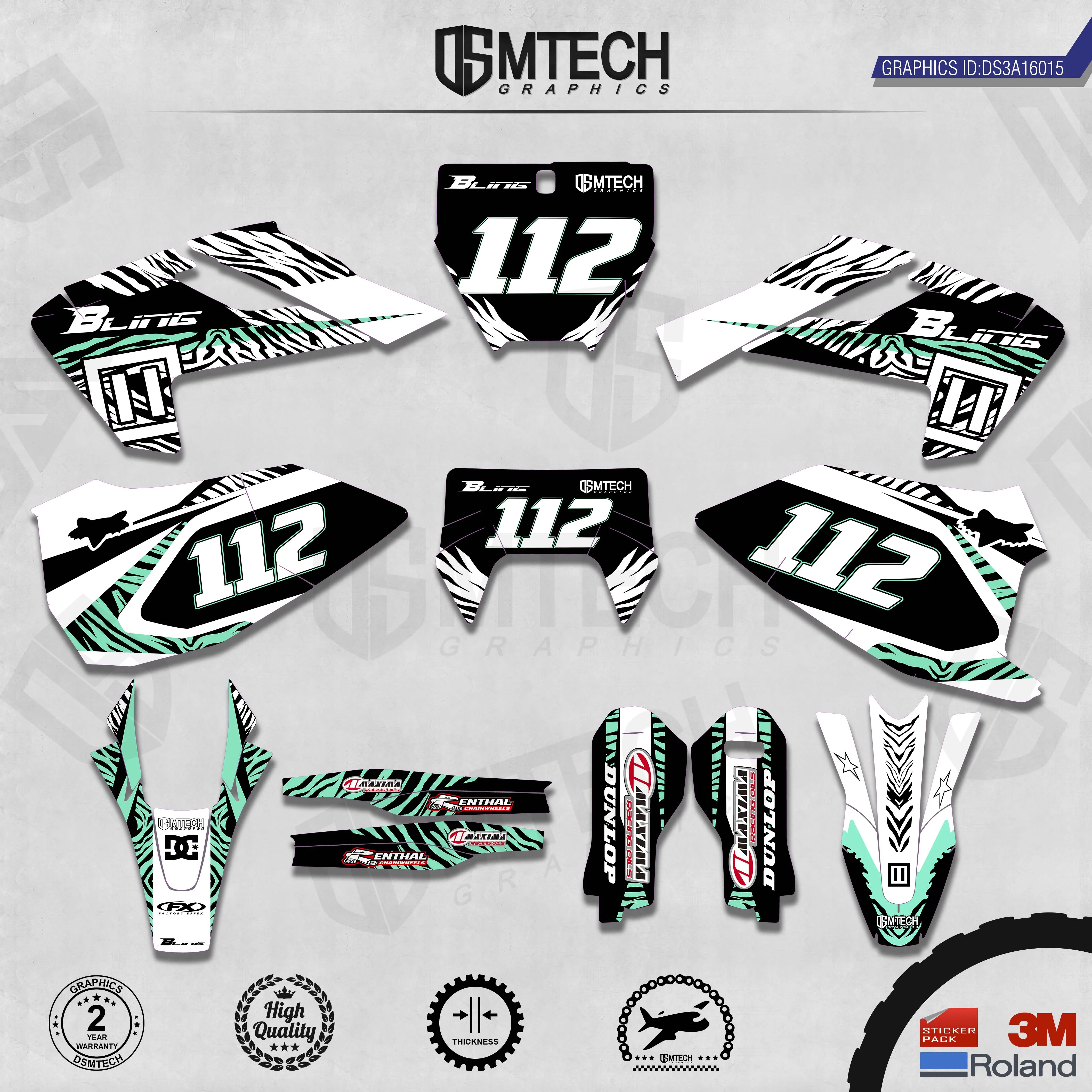 DSMTECH Customized Team Graphics Backgrounds Decals 3M Custom Stickers For TC FC TX FX FS 2016-2018  TE FE 2017-2019  015