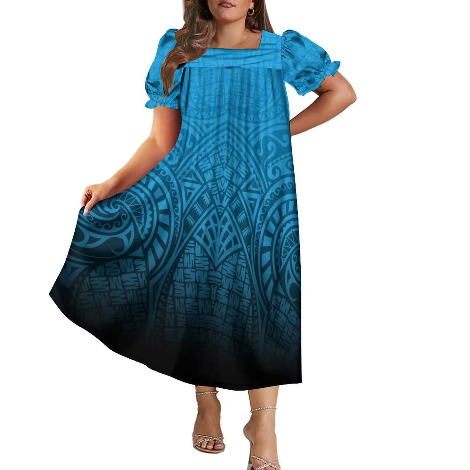 Летний стиль женское платье Mumu стильная юбка с квадратным вырезом дизайн на