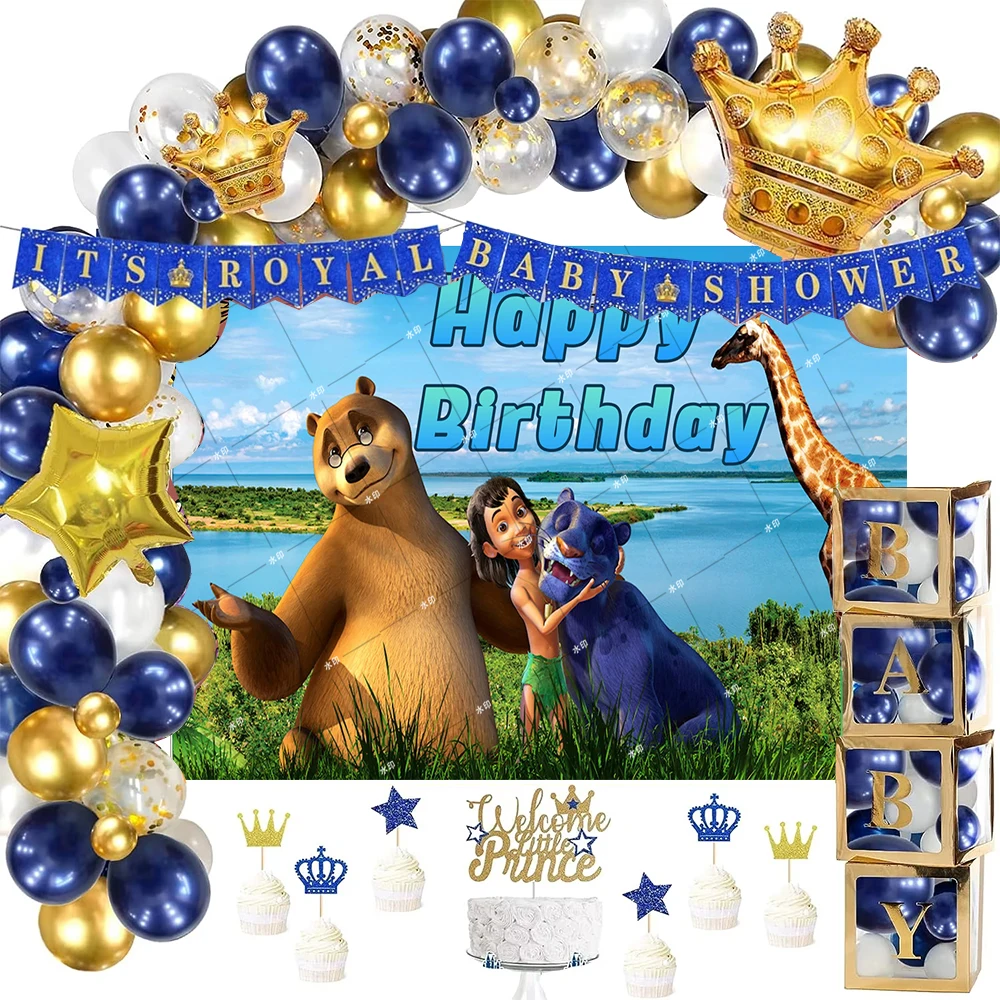 Мультяшная Книга джунглей тема Детский День Рождения фотография Mowgli Медведь Лес