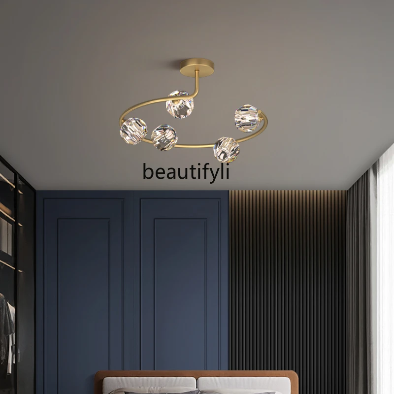 

LBX медный светильник, роскошный хрустальный потолочный светильник, Скандинавская современная простая лампа для гостиной, спальни, кабинета