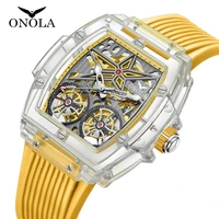 watch for men onola business sprots fashion plastic transparent hollow full automatic men waterproof clock mechanical watches