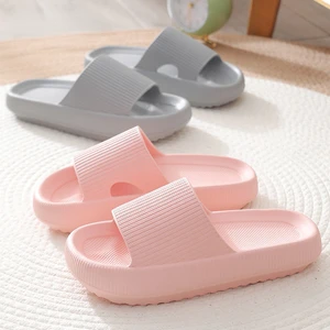 Cloud Slippers Thick Platform Home Slippers Bathroom Non-slip Flip Flops Women Sandals Summer Soft Sole EVA  Indoor Slides