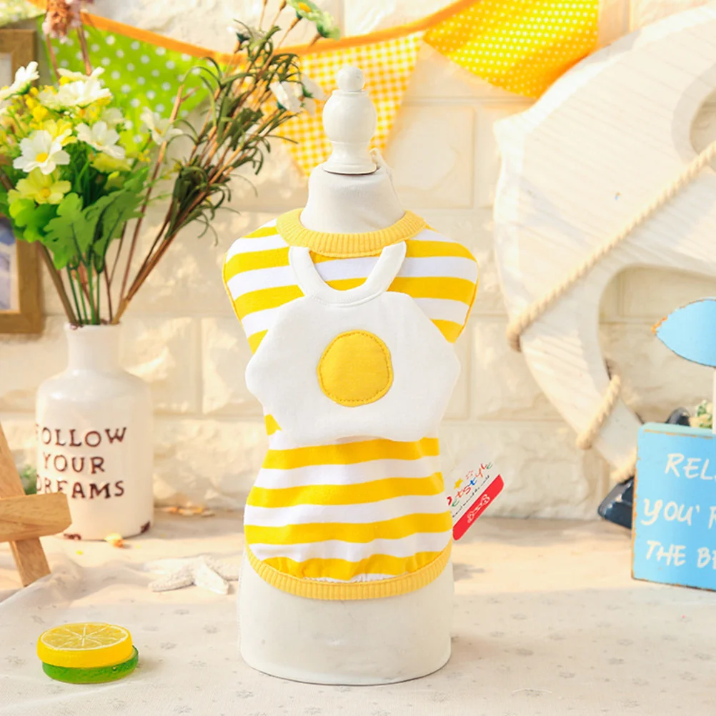

Spring Summer Pet Clothes Striped Egg Vest Dog Clothes Pet Supplies Accessories for Dog Pet Size S Yellow