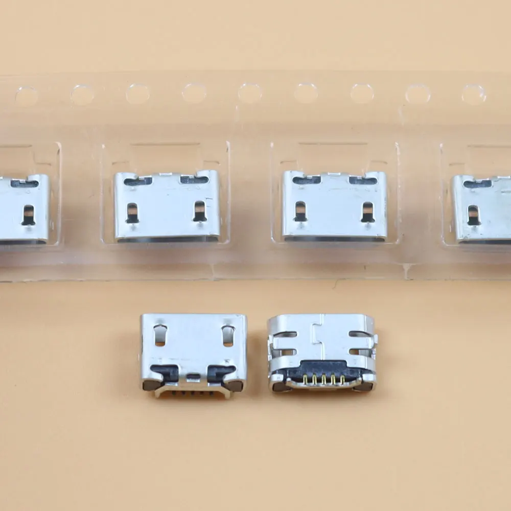 Фото 10-100 шт. разъем Micro mini USB, 5-контактный разъем, гнездовой разъем 7,6 мм, бычий рожок, плоский порт, тип для зарядки мобильного телефона, хвостовой порт №4