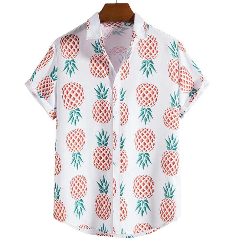 Hawaiian shirt Men's 3D Lemon Print Short Sleeve Quick-drying beach shirt Men's casual holiday party shirt men's oversized shirt