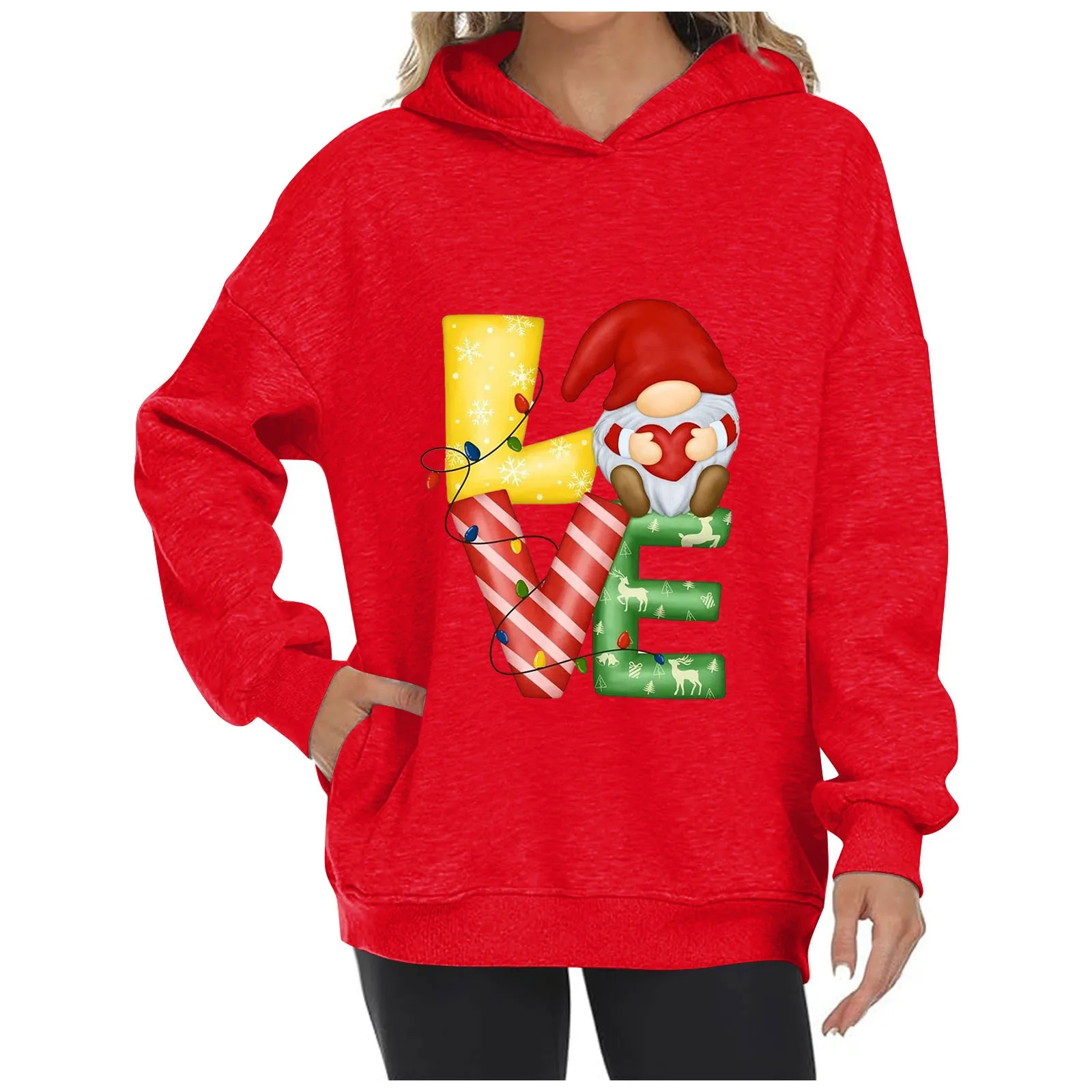 

Pullovers Unique Hooded Women Pullover Casual Long Sleeves Christmas Printed Women Sweatshirts High Quality Sudaderas Nuevas