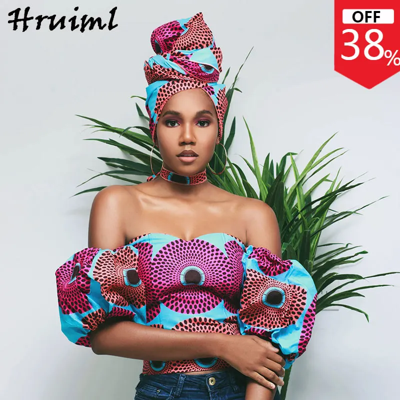 

Slash Neck Backless Sexy Women Blouses Half Sleeve Floral Print Sexy Crop Top Africa Streetwear Shirt Female Blouses