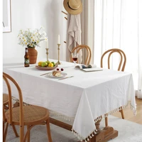 modern simple table cloth wedding decor tablecloth with tassel dining table cover solid color tablecloth rectangular dining mat