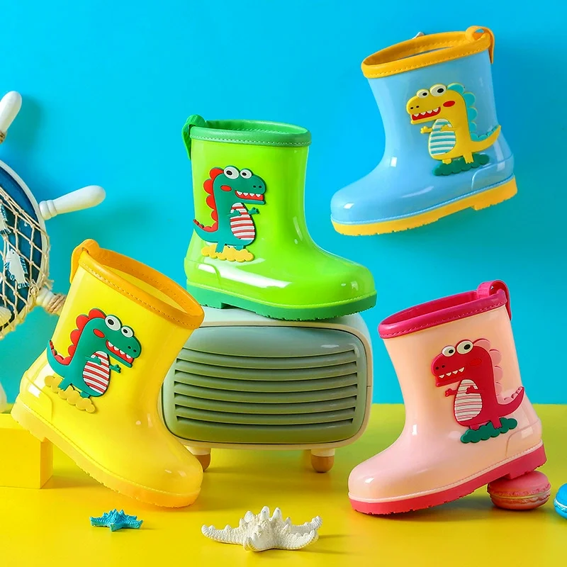 Kids Rain Boots Cartoon Cute Dinosaur Unicorn Children Rain Shoes for Boys Girls Waterproof EVA Rubber Non Slip Toddler