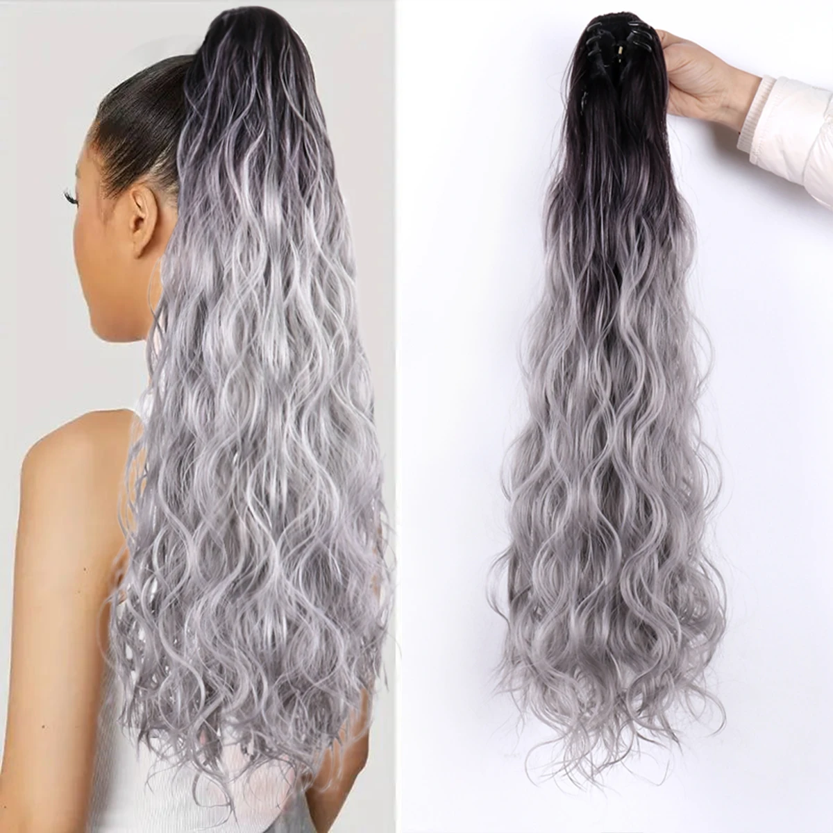 Высокотемпературное волокно вьющийся синтетический хвост 26 дюймов длинная