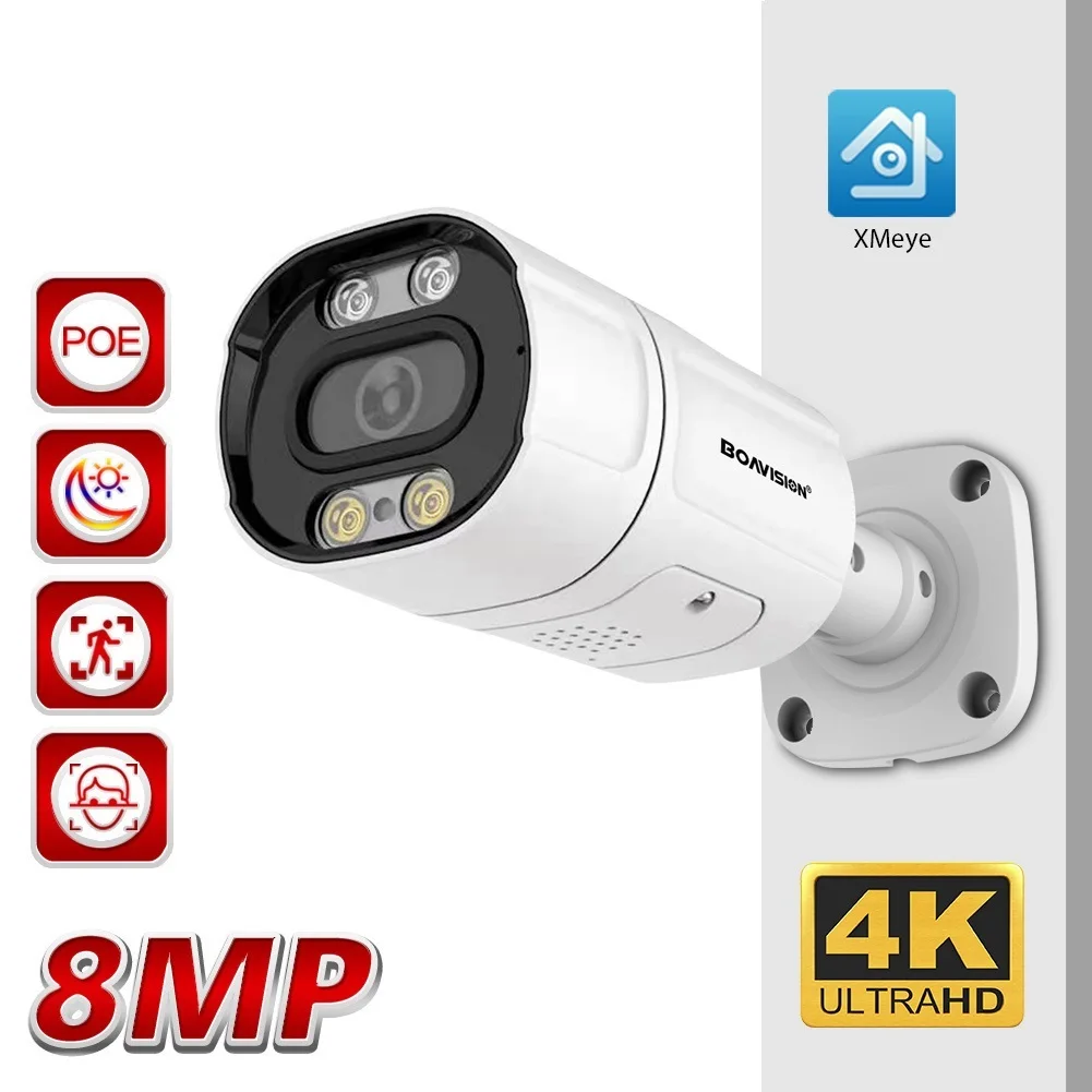 

4K 8MP Ultra HD 2.8MM H.265 POE IP Camera 5MP 3MP XMeye APP AI Motion Detection Two Way Audio Outdoor Bullet Surveillance Camera