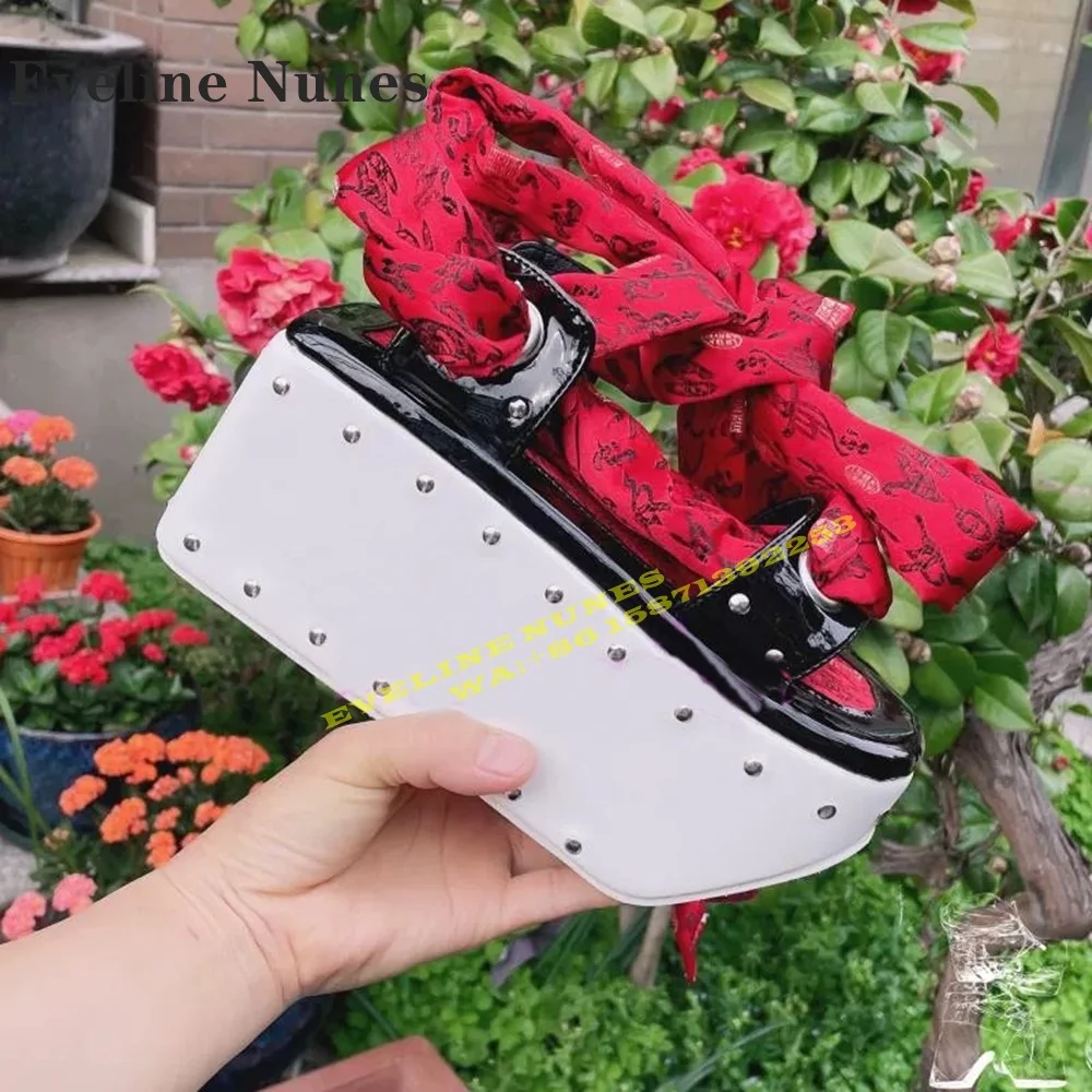 Сексуальные сандалии с заклепками на толстой подошве для косплея шелковые