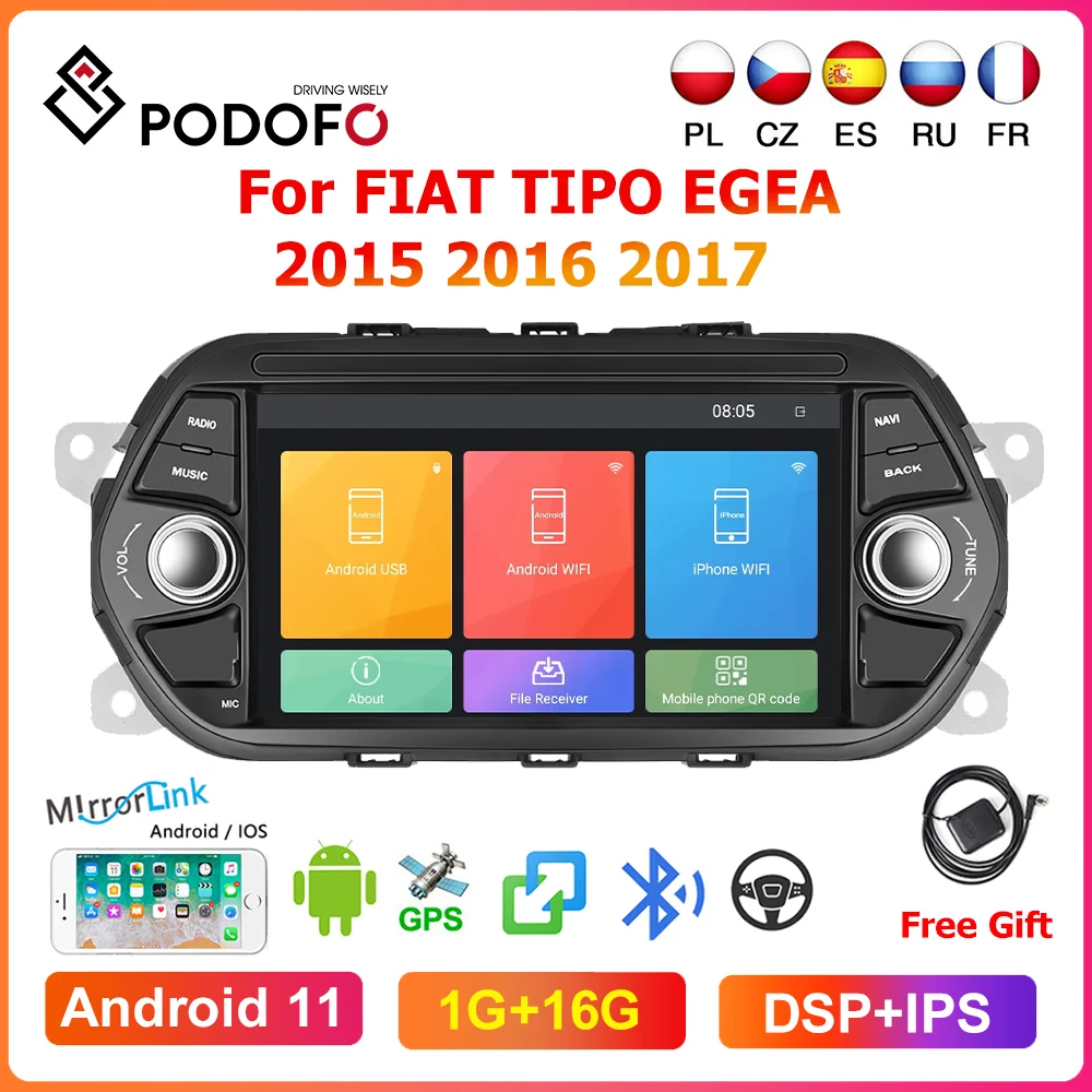 

Автомагнитола Podofo, 2 Din, Android 11, мультимедийный плеер для FIAT TIPO EGEA 2015, 2016, 2017, Авторадио, DVD, стерео, GPS-навигация, DSP