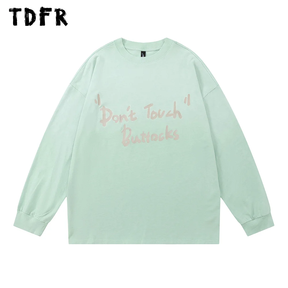 

Футболка мужская с длинным рукавом и надписью, хлопок, Повседневная Свободная рубашка с круглым вырезом, топ, осень