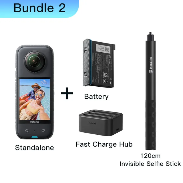 Insta360 X3 + 1.2m selfie stick + Charger + 1 battery + 256Gb SD card