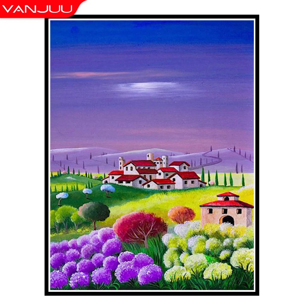 

5D DIY Diamond Painting Pastoral Diamond Mosaic Landscape Embroidery Full Round Diamond Cross Stitch Home Decor