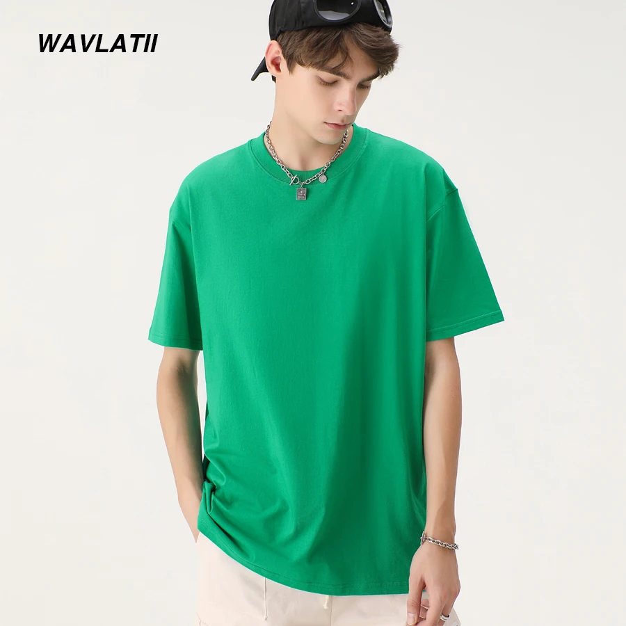 

WAVLATII Новые мужские хлопчатобумажные летние футболки мужские зеленые мягкие повседневные футболки оверсайз черного, белого цвета с коротким рукавом спортивные молодежные топы WMT2309