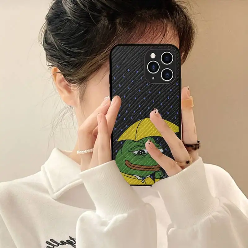 

Sad Frog meme Phone Case Hard Leather Case for iPhone 11 12 13 Mini Pro Max 8 7 Plus SE 2020 X XR XS Coque