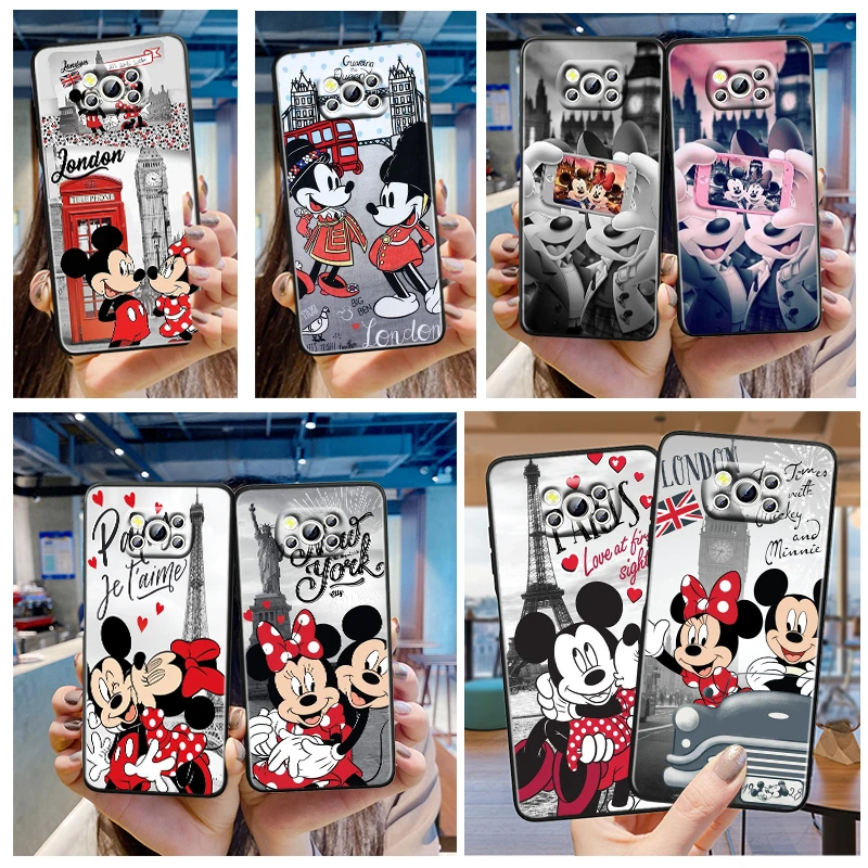 

Mickey Minnie French Couple Phone Case For Xiaomi Mi Poco X4 X3 NFC F4 F3 GT M4 M3 M2 X2 F2 Pro C3 5G Civi Fundas Black Soft