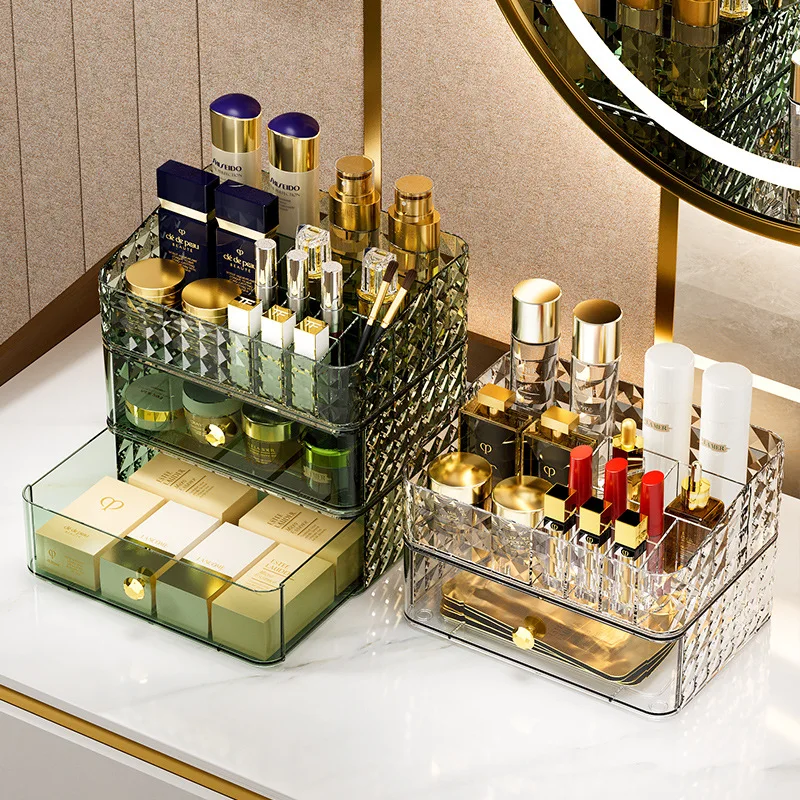 

Cosmetics compartment storage box, desktop cosmetics organizer box, lipstick makeup brush, skin care products, mask storage box