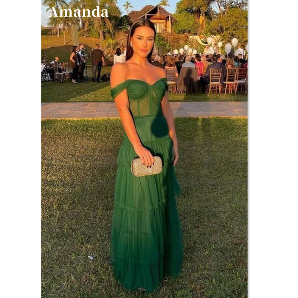 

Женское вечернее платье-трапеция с открытыми плечами, из фатина