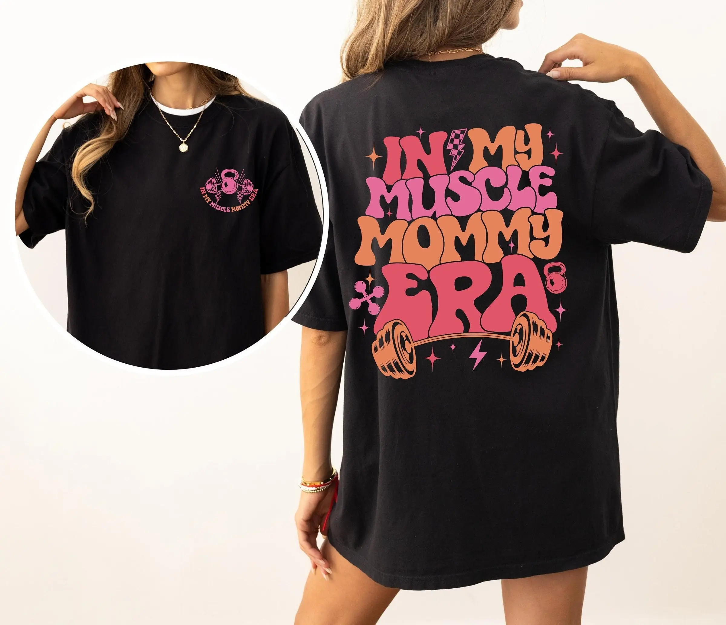 Фото Футболка In My Muscle Mommy Era, забавная футболка для бодибилдинга, фитнеса, женщин, чехол для насоса, тренировки в тренажерном зале №1