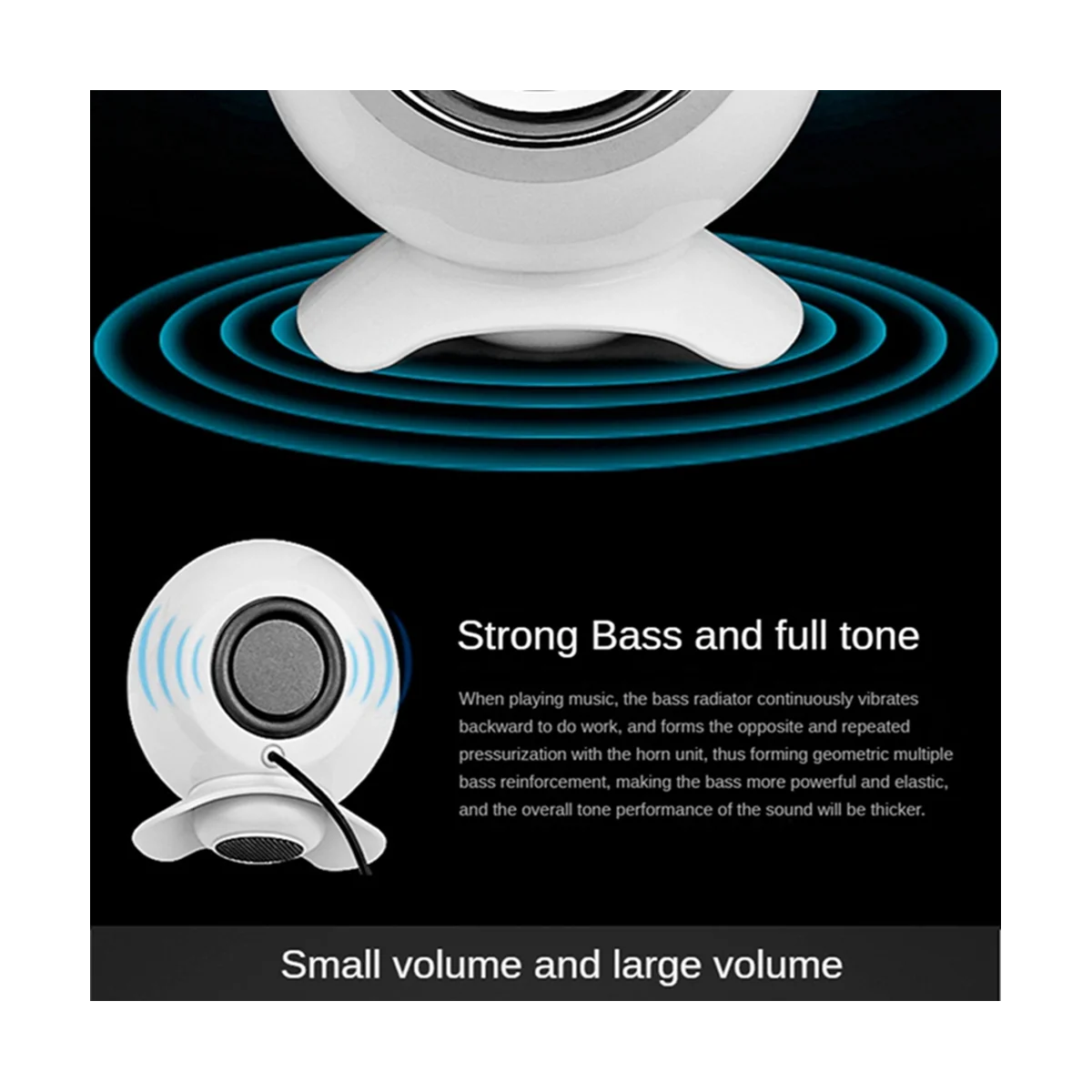 

Computer Speakers for PC Laptop Speakers USB 3.5mm Wired Music Play HIFI Stereo with Microphone for TablePC Laptop,White