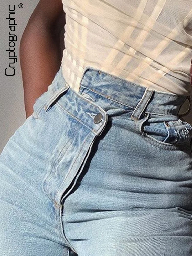 

Женские джинсы с широкими штанинами Cryptographic, асимметричные уличные свободные длинные джинсы-бойфренды, с высокой талией, в стиле Харадзюку