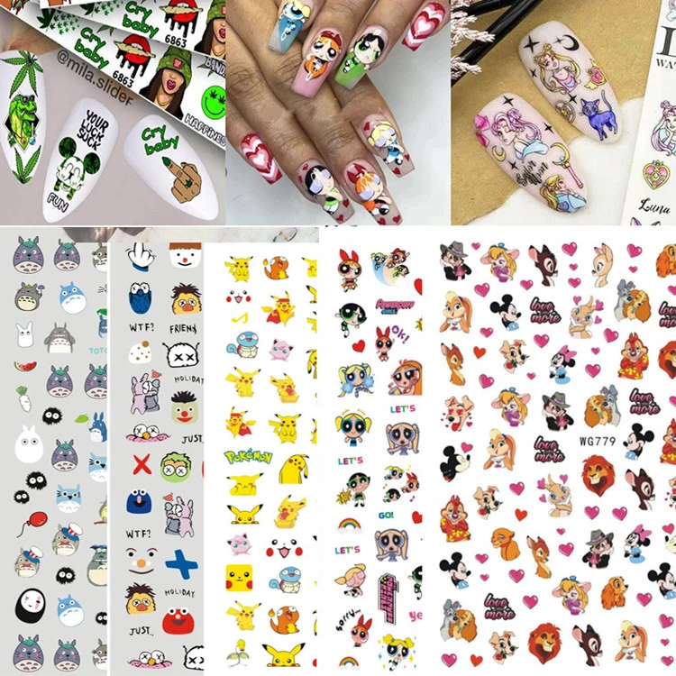 

3D Cute Nail Sticker Kawaii Japanese Anime stickers Design Accessories Manicure Nails Art Decoration Geometry Kids Dropshipping