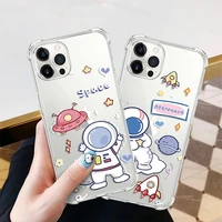 case for iphone 7 8 plus 13 11 12 pro max se2020 6s x xr xs max cartoon astronaut cover transparent silicone shockproof fundas