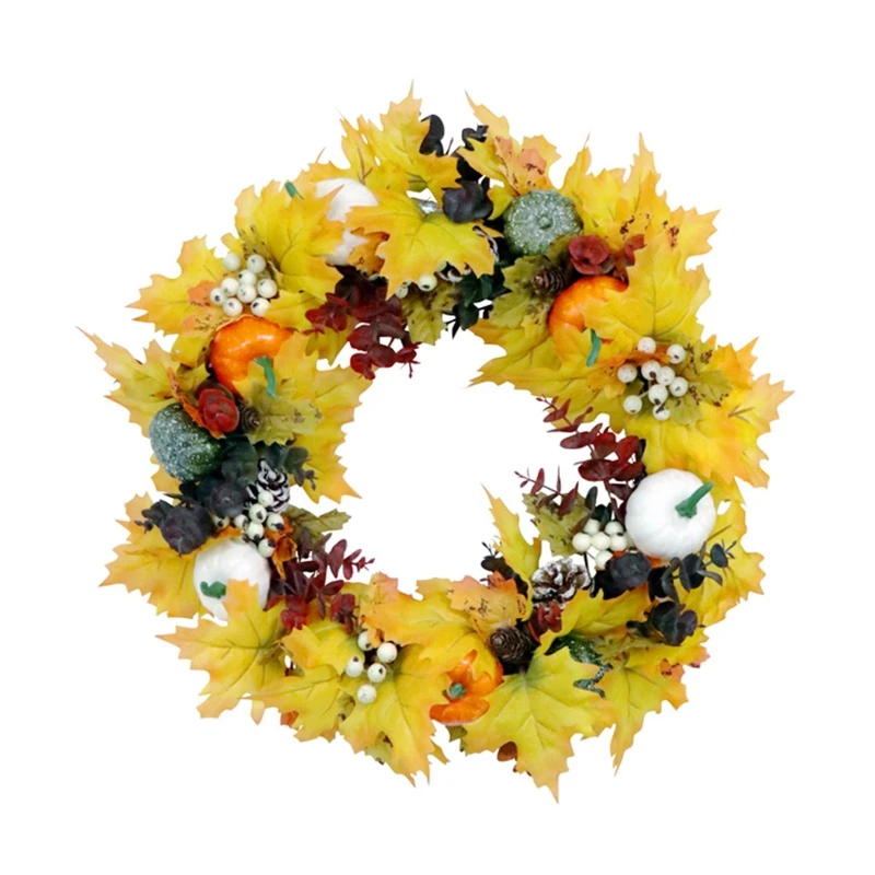 

18" Fall Wreath for Front Door Fall Decor Ideal Fall Porch Decor for Autumn & Halloween & Thanksgiving Day Decorations