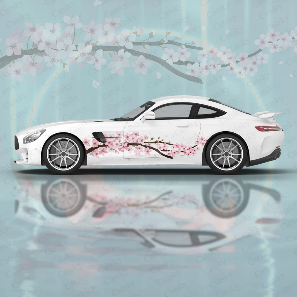

Автомобильная наклейка, декоративная графическая переводная картинка с изображением кузова, виниловая оболочка, современный дизайн, розовый цветок, женские автомобильные аксессуары, полная наклейка