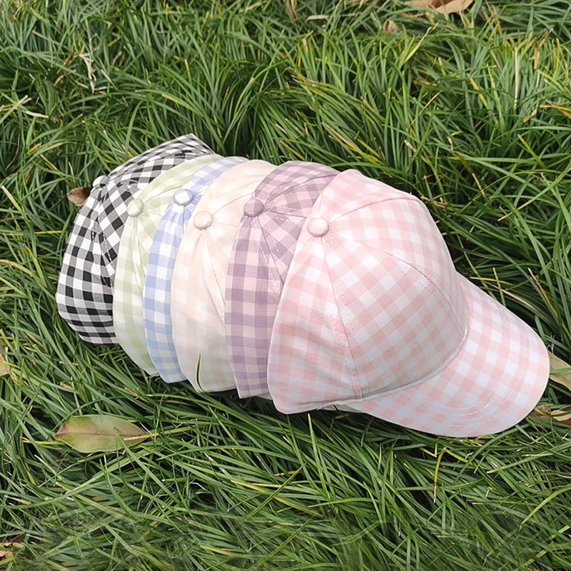 Кепка в клетку для женщин и девушек Классическая Регулируемая от солнца спорта