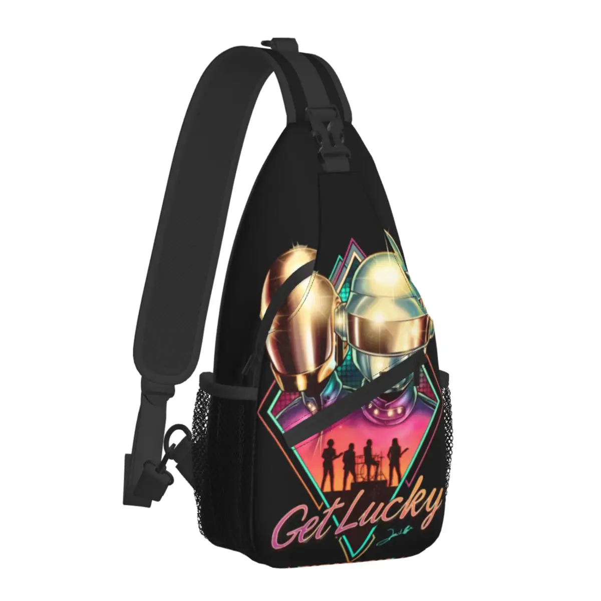 Helmet Get Lucky Crossbody Chest Bags Daft Punk Rock Band Pockets Travel Pack Messenger Sports Teens Shoulder Bag Unisex