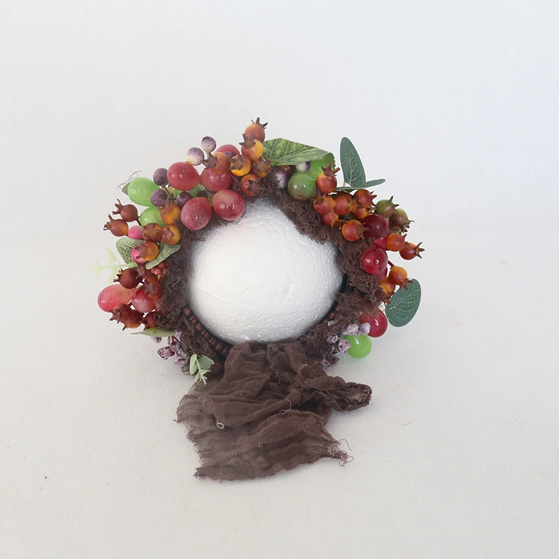 

Newborn Grape Hat Vintage Floral Hat Baby Girl Cap Photography Props Knitted Stretch Floral Bonnet Photo Shoot