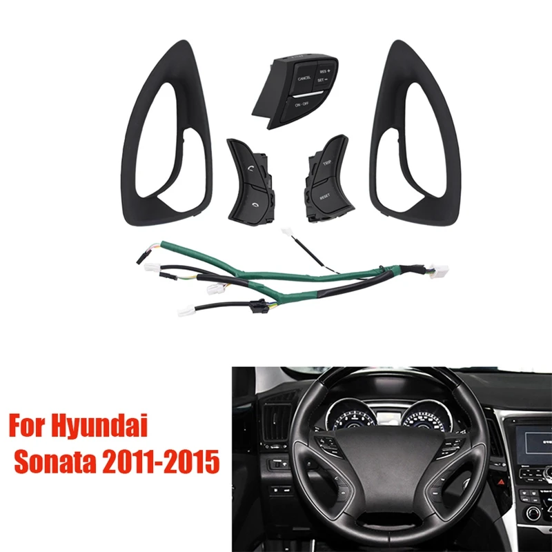

Steering Wheel Speed Cruise Control Switch Bluetooth Music Reset Trip Multifunction Button For Hyundai Sonata 2011-2015