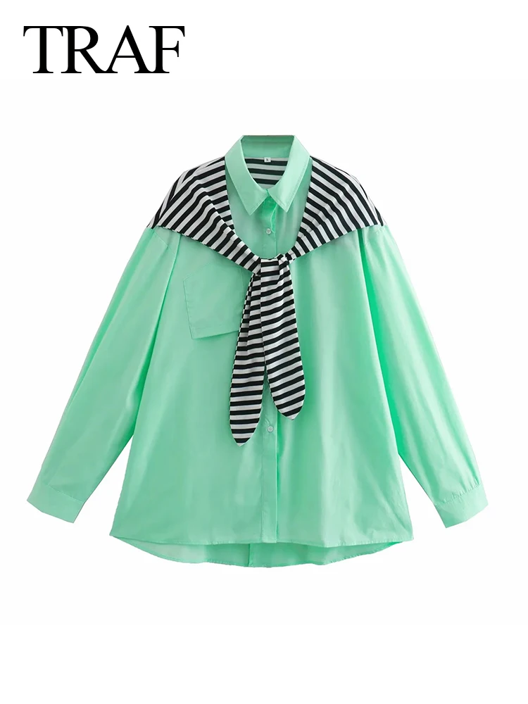 

Женская однобортная блузка в полоску, с асимметричным карманом