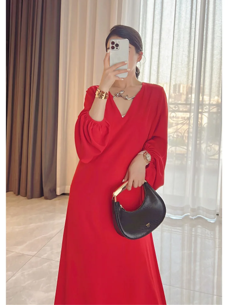 Spring Powerful Women's Dress High end, Luxury and Unique, Unique and Luxury French Red Dress